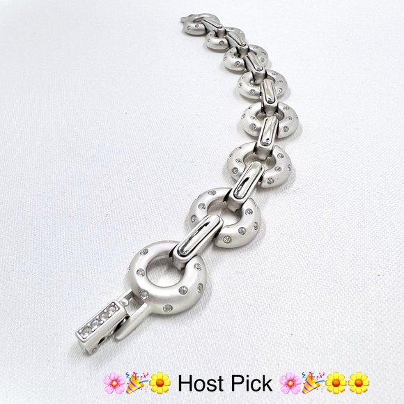 🎉HP🎉 Swarovski - Gorgeous Silver Tone Link 7” Bracelet - Picture 2 of 7